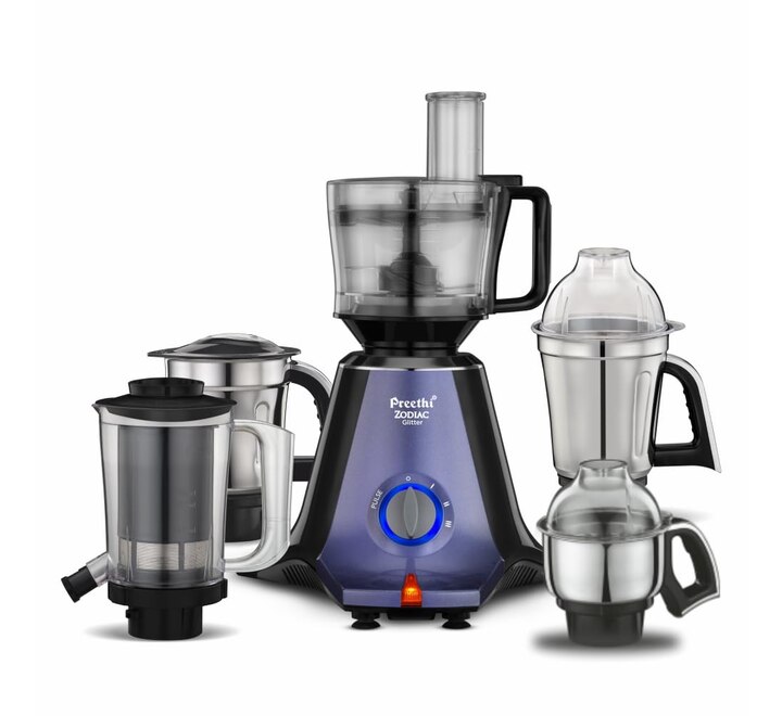  Preethi Zodiac Glitter MG 264 750 Watts 5 Jars including Masterchef Jar Super Extractor 5 Yr Motor Warranty & Lifelong Free service Lavender/Black (MG264)